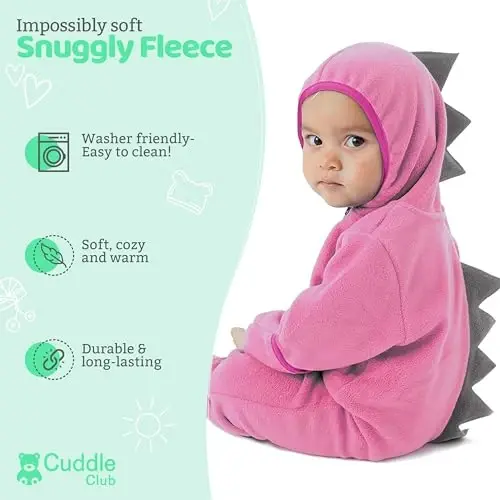 Cuddle Club Fleece Baby Bunting Bodysuit with Hood, Convertible Mittens & Booties, Car Seat Friendly, Soft & Warm, Easy Zip - CUDDLE (1)