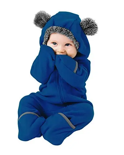 Cuddle Club Fleece Baby Bunting Bodysuit with Hood, Convertible Mittens & Booties, Car Seat Friendly, Soft & Warm, Easy Zip 