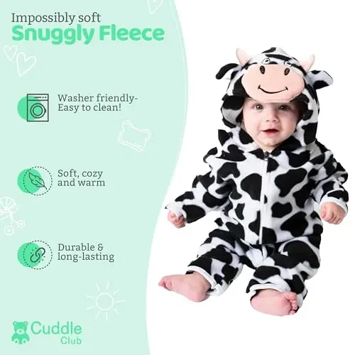 Cuddle Club Fleece Baby Bunting Bodysuit with Hood, Convertible Mittens & Booties, Car Seat Friendly, Soft & Warm, Easy Zip - 2