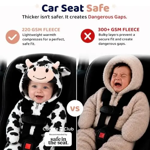 Kapüşonlu, Dönüştürülebilir Eldivenli ve Patikli, Araba Koltuğu Dostu, Yumuşak ve Sıcak, Kolay Fermuarlı Cuddle Club Polar Bebek Tulumu Tulumu - 5