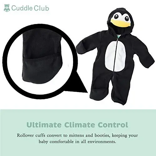 Cuddle Club Fleece Baby Bunting Bodysuit with Hood, Convertible Mittens & Booties, Car Seat Friendly, Soft & Warm, Easy Zip - 6