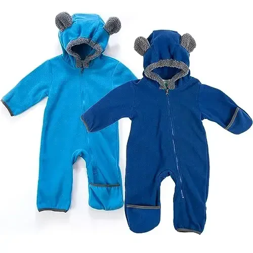 Cuddle Club Fleece Baby Bunting Bodysuit with Hood, Convertible Mittens & Booties, Car Seat Friendly, Soft & Warm, Easy Zip - 1