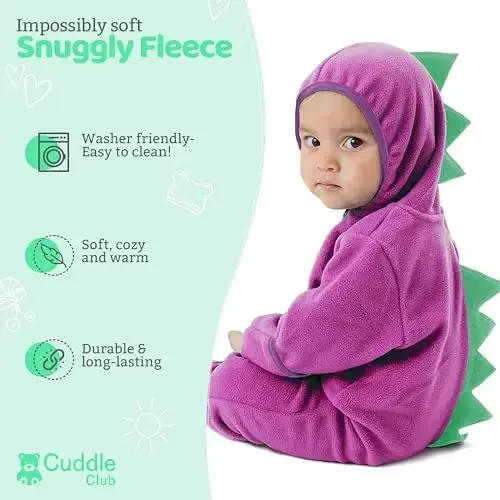Cuddle Club Fleece Baby Bunting Bodysuit with Hood, Convertible Mittens & Booties, Car Seat Friendly, Soft & Warm, Easy Zip - 1