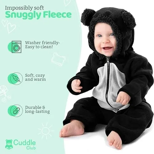 Cuddle Club Fleece Baby Bunting Bodysuit with Hood, Convertible Mittens & Booties, Car Seat Friendly, Soft & Warm, Easy Zip - 2