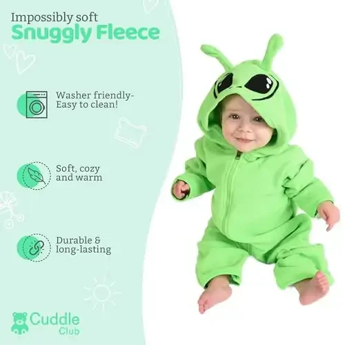 Cuddle Club Fleece Baby Bunting Bodysuit with Hood, Convertible Mittens & Booties, Car Seat Friendly, Soft & Warm, Easy Zip - 2