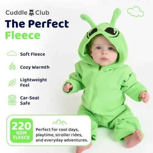 Kapüşonlu, Dönüştürülebilir Eldivenli ve Patikli, Oto Koltuğu Dostu, Yumuşak ve Sıcak, Kolay Fermuarlı Cuddle Club Polar Bebek Tulumu - 4