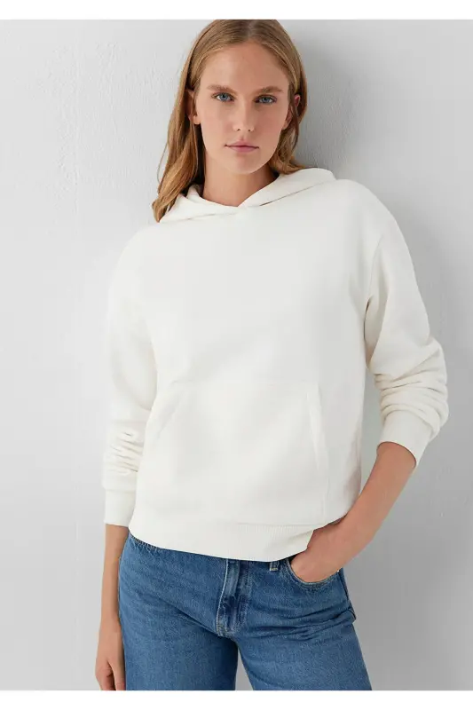 Kapüşonlu Ekru Sweatshirt 167299-80194 - Ekru - 1