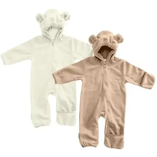 Cuddle Club Fleece Baby Bunting Bodysuit with Hood, Convertible Mittens & Booties, Car Seat Friendly, Soft & Warm, Easy Zip 