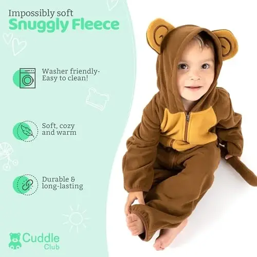 Cuddle Club Fleece Baby Bunting Bodysuit with Hood, Convertible Mittens & Booties, Car Seat Friendly, Soft & Warm, Easy Zip - 2