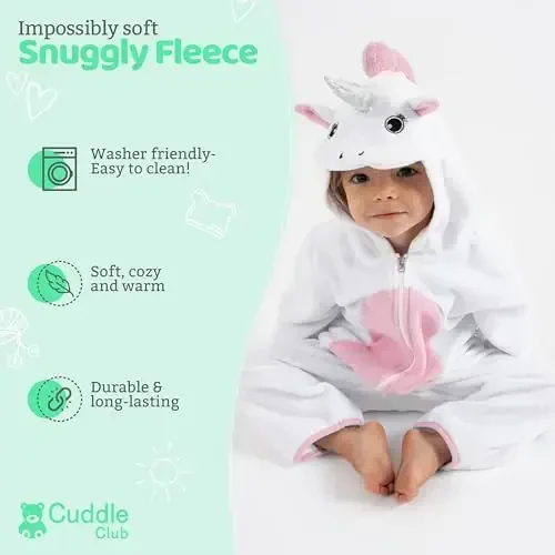 Cuddle Club Fleece Baby Bunting Bodysuit with Hood, Convertible Mittens & Booties, Car Seat Friendly, Soft & Warm, Easy Zip - 1