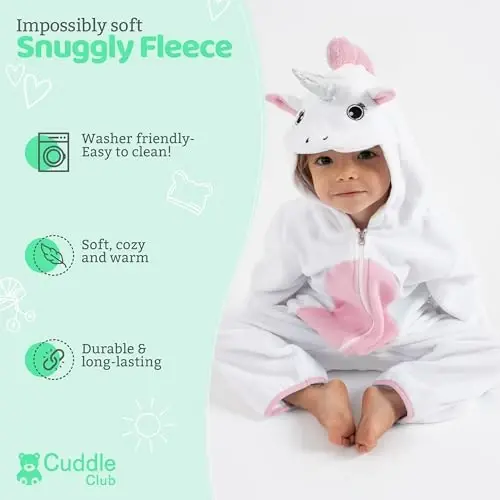 Cuddle Club Fleece Baby Bunting Bodysuit with Hood, Convertible Mittens & Booties, Car Seat Friendly, Soft & Warm, Easy Zip 
