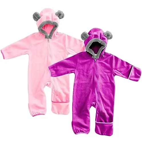 Cuddle Club Fleece Baby Bunting Bodysuit – Infant One Piece Kids Hooded Romper Outerwear Toddler Jacket 