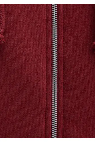 Kapüşonlu Fermuarlı Bordo Sweatshirt 1610221-85493-Bordo - 7