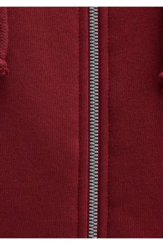 Kapüşonlu Fermuarlı Bordo Sweatshirt 1610221-85493 - Bordo-85493 - 5