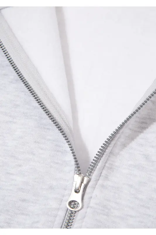 Kapüşonlu Fermuarlı Gri Sweatshirt 1610221-80196 - Gri-80196 - 6