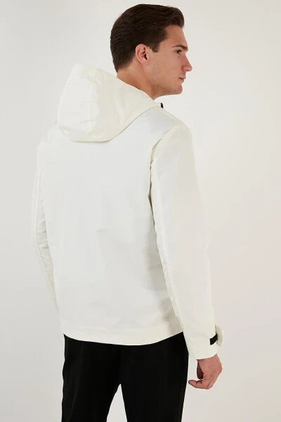 Beyaz Kapüşonlu Fermuarlı Regular Fit Mevsimlik İnce Erkek Mont 497LUKE-Beyaz - 20