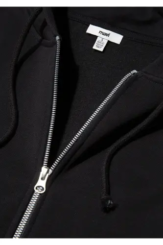 Kapüşonlu Fermuarlı Siyah Sweatshirt 1610221-900 - Siyah-900 - 8