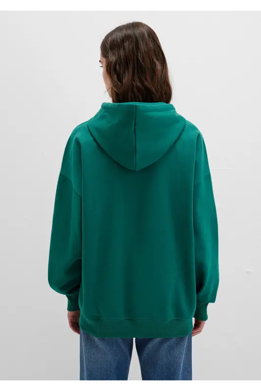Kapüşonlu Fermuarlı Yeşil Sweatshirt 1610221-71874 - Yeşil-71874 - 5