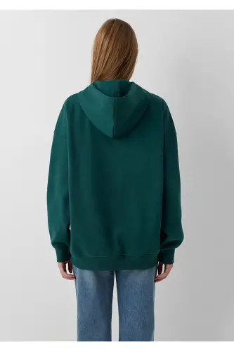 Kapüşonlu Fermuarlı Yeşil Sweatshirt 1610221-85173 - Yeşil - 5