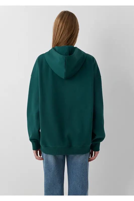 Kapüşonlu Fermuarlı Yeşil Sweatshirt 1610221-85173 - Yeşil - 5