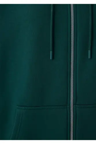 Kapüşonlu Fermuarlı Yeşil Sweatshirt 1610221-85173 - Yeşil - 7
