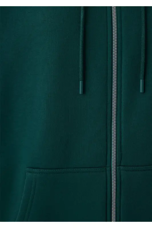 Kapüşonlu Fermuarlı Yeşil Sweatshirt 1610221-85173 - Yeşil - 7