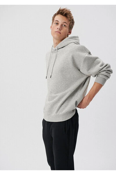 Kapüşonlu Gri Basic Sweatshirt 0610062-80196-Gri - Mavi