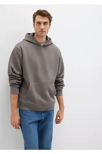 Kapüşonlu Antrasit Basic Sweatshirt 0S10275-70096-Gri - 1