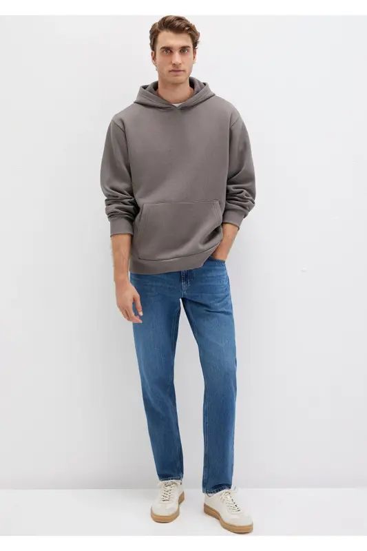 Kapüşonlu Antrasit Basic Sweatshirt 0S10275-70096-Gri - 2