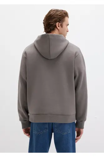 Kapüşonlu Antrasit Basic Sweatshirt 0S10275-70096-Gri - 4