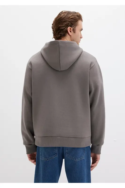 Kapüşonlu Antrasit Basic Sweatshirt 0S10275-70096-Gri - 4