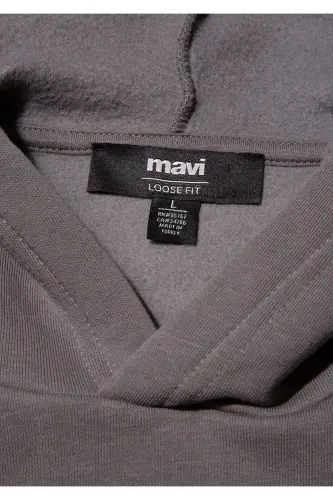 Kapüşonlu Antrasit Basic Sweatshirt 0S10275-70096-Gri - 6