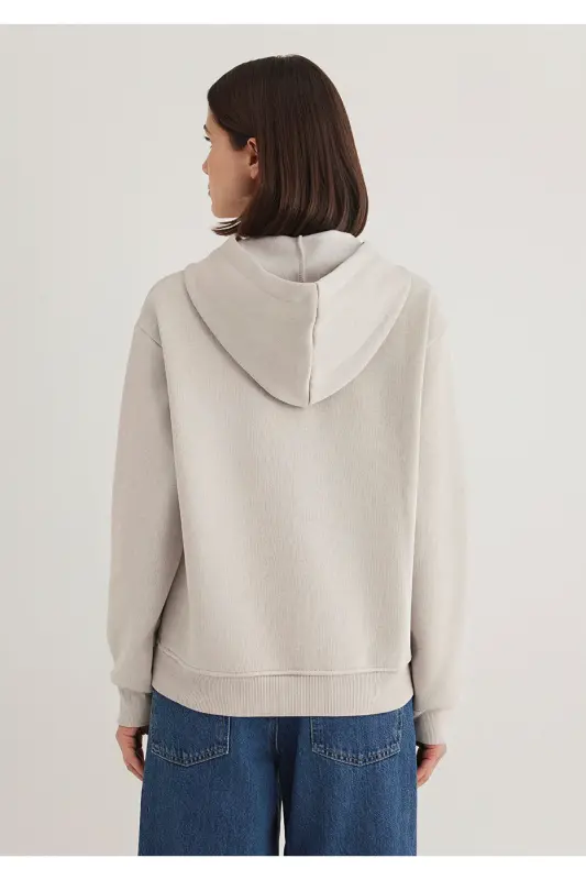 Kapüşonlu Gri Basic Sweatshirt 167299-70074 - Gri-70074 - 4