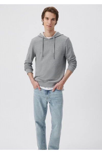 Kapüşonlu Gri Sweatshirt 065779-34686 - Mavi