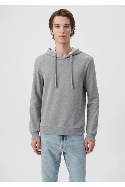 Kapüşonlu Gri Sweatshirt 065779-34686 - Mavi (1)
