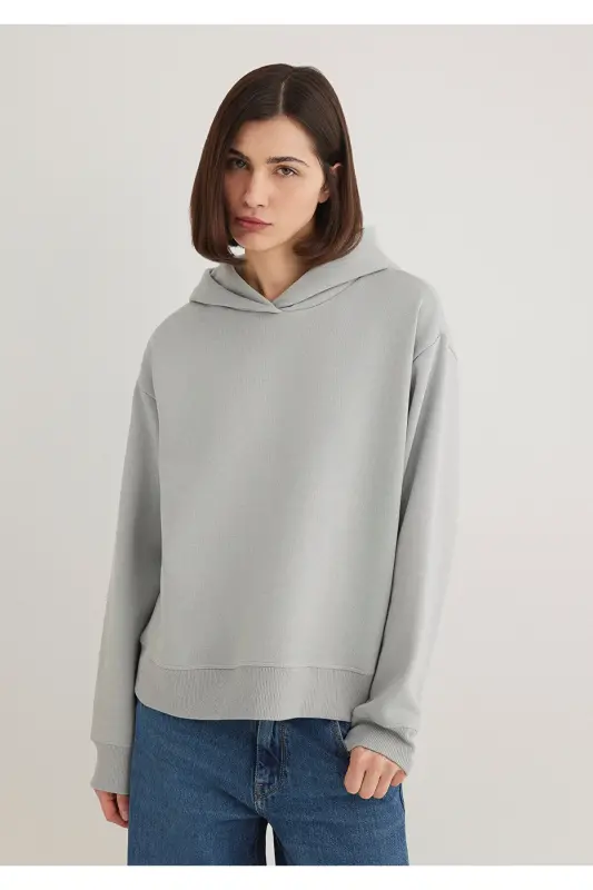 Kapüşonlu Gri Sweatshirt 1S10191-70093-Gri - 2