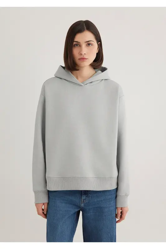 Kapüşonlu Gri Sweatshirt 1S10191-70093-Gri - 3