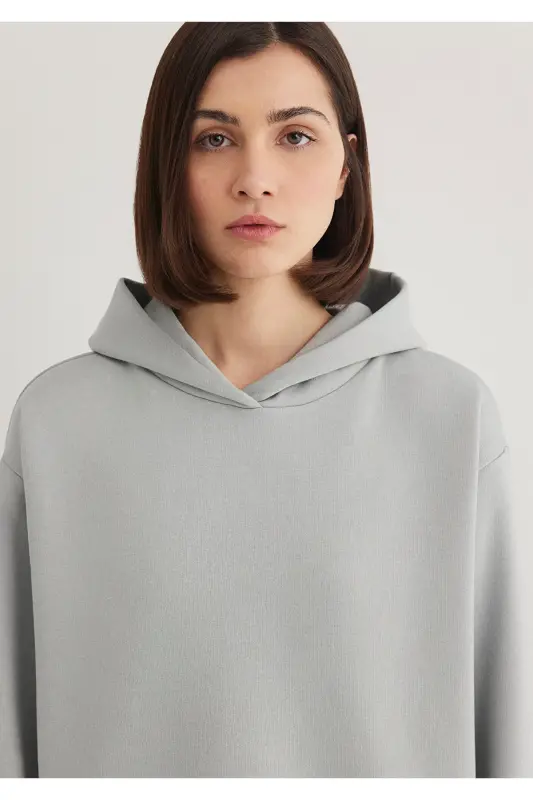 Kapüşonlu Gri Sweatshirt 1S10191-70093-Gri - 5