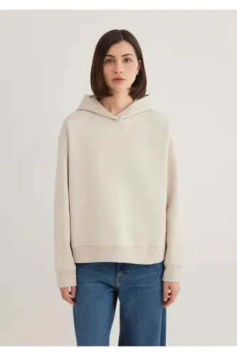 Kapüşonlu Bej Sweatshirt 1S10191-70143-Gri - 3