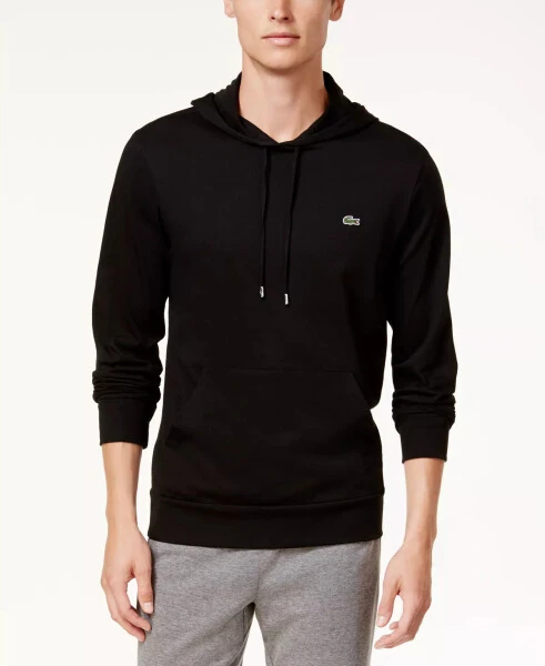 Hoodie Jersey Long Sleeve Tee Shirt with Kangaroo Pocket-031 - Black - Lacoste