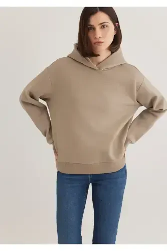 Kapüşonlu Kahverengi Sweatshirt 1S10191-80656-Kahverengi - 2