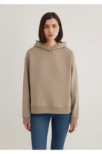 Kapüşonlu Kahverengi Sweatshirt 1S10191-80656-Kahverengi - 3