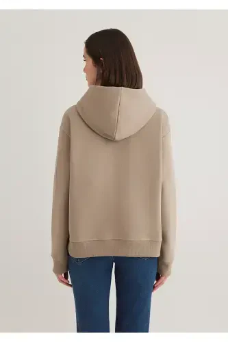 Kapüşonlu Kahverengi Sweatshirt 1S10191-80656-Kahverengi - 4