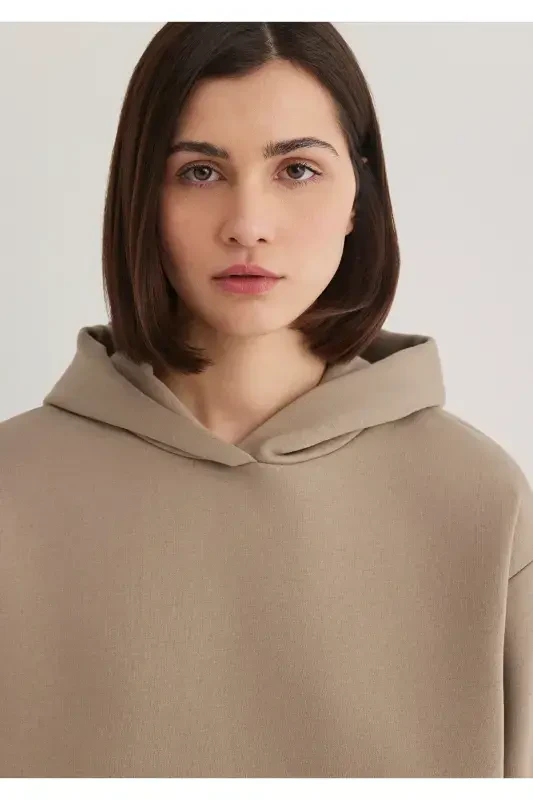 Kapüşonlu Kahverengi Sweatshirt 1S10191-80656-Kahverengi - 5