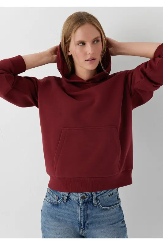 Kapüşonlu Kırmızı Sweatshirt 167299-85347 - Kırmızı - 2