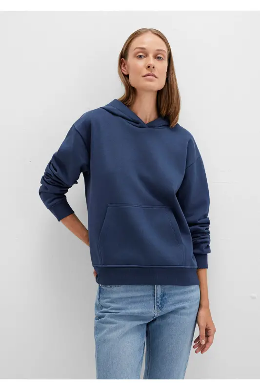 Marineblaues Basic-Sweatshirt mit Kapuze 167299-70488 - Marineblau-70488 - MAVI