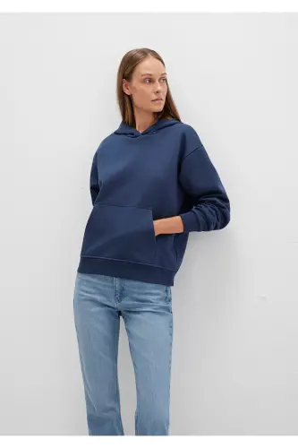 Marineblaues Basic-Sweatshirt mit Kapuze 167299-70488 - Marineblau-70488 - 2
