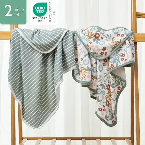 Momcozy Baby Towel with Hooded-2 Pack Soft Bath Towel Set-Shower Gifts or Bath Essential for Infant, Newborn, Toddler (35 X 35 Inch, Petite Blossom) - 4