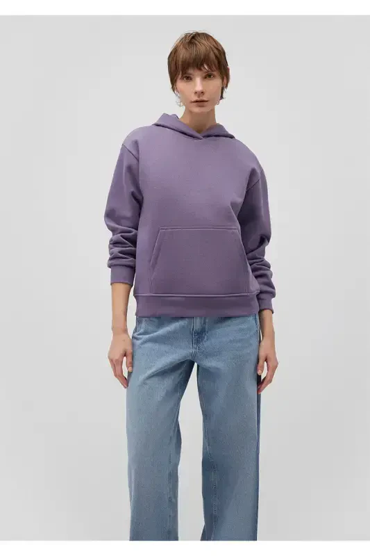 Kapüşonlu Mor Basic Sweatshirt 167299-70608 - 2