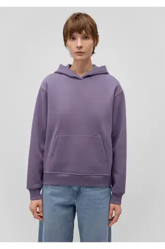 Kapüşonlu Mor Basic Sweatshirt 167299-70608 - 3